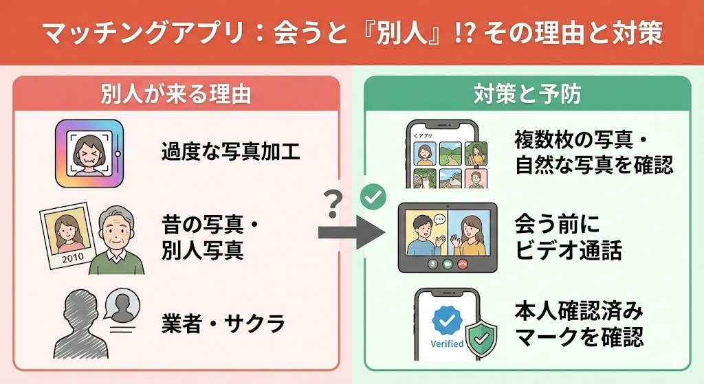 【マッチングアプリ】会うと「別人」!?その理由と対策