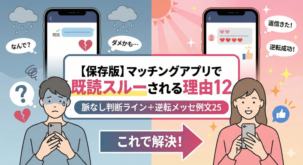 【保存版】マッチングアプリで既読スルーされる理由12|脈なし判断ライン+逆転メッセ例文25