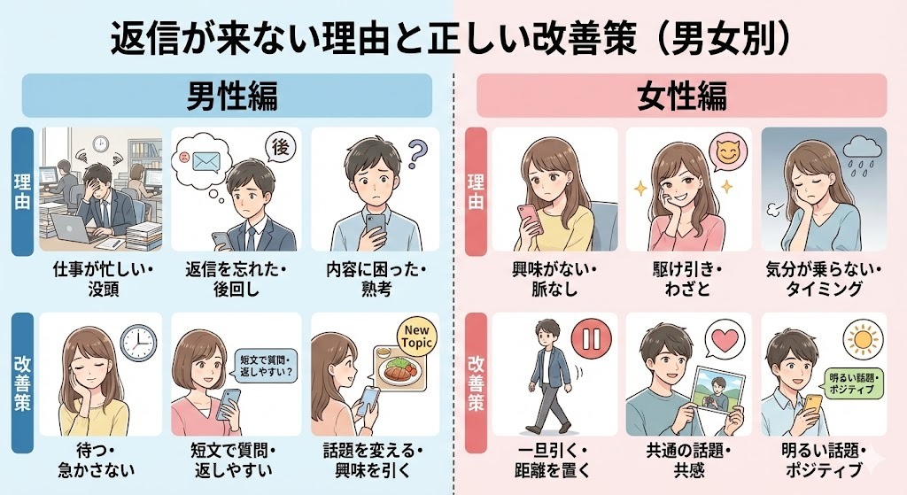 【男女別】返信が来ない理由と正しい改善策!既読スルーを回避する方法