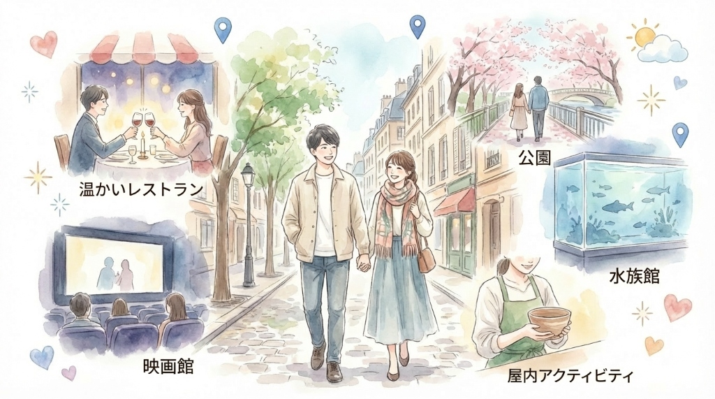 【保存版】2回目デートの場所おすすめ20&誘い方例文15|昼・夜・雨の日別プラン